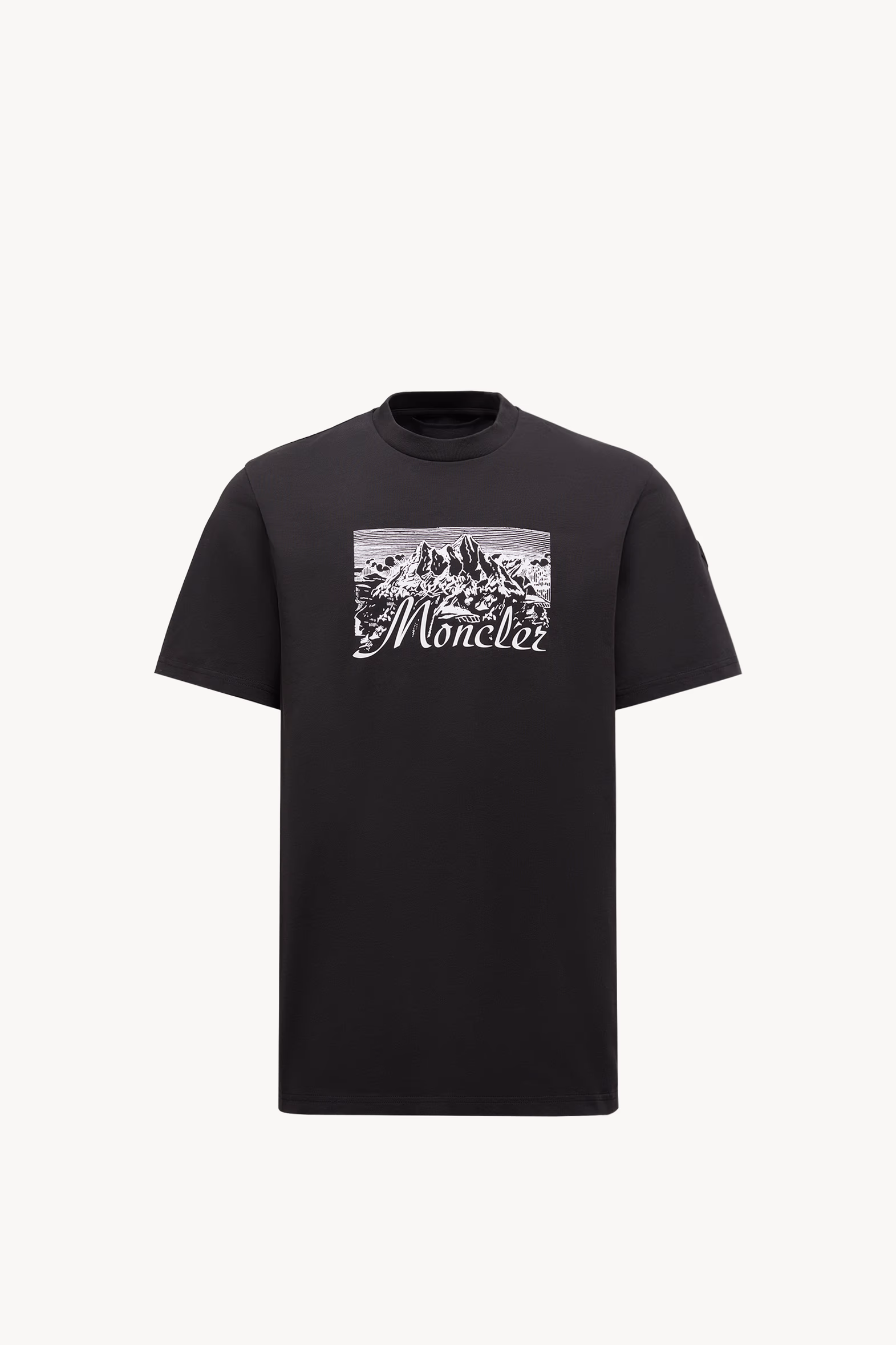 Mountain Logo Cotton T-Shirt Men Black Moncler 2